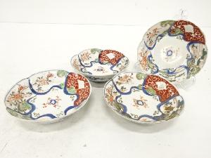 古伊万里　染付　赤絵　兎　なます皿　4客揃